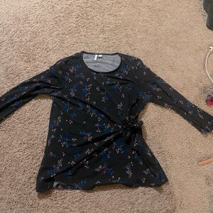 Black flower blouse